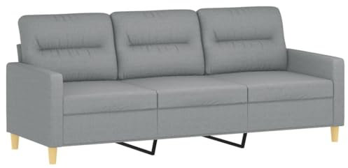 vidaXL Sofa 3-Sitzer, Loungesofa Couch mit Armlehnen Rückenkissen, Wohnzimmersofa Designsofa Metallgestell, Sitzmöbel Dreisitzer, Modern, Hellgrau Stoff