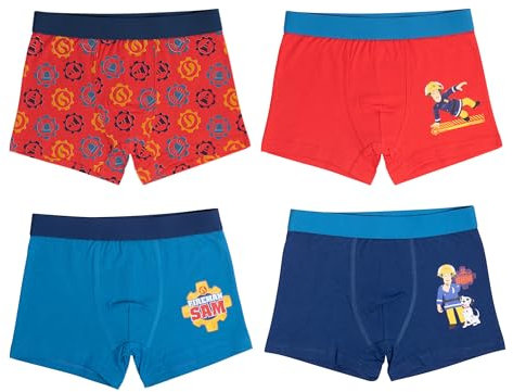 United Labels Feuerwehrmann Sam Boxershorts für Jungen Unterhose Unterwäsche Blau/Rot (4er Pack) (DE/NL/SE/PL, Numerisch, 110, 116, Regular, Blau/Rot)