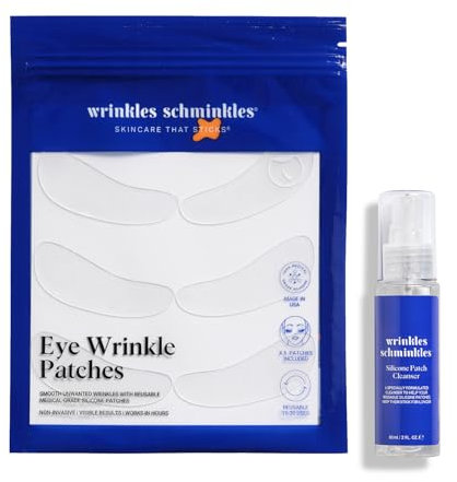 Wrinkles Schminkles Under Eye Wrinkle Starter Pack - Set of Reusable Under Eye Wrinkle Patches (3 pairs) + Silicone Patch Cleanser (2 oz) for Smoother Under Eyes & Fresh Look