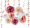 ZYOOO 18 Stück Rose Party Deko Set - Seidenpapier Pompons,3D Schmetterlings,Blätter Girlande,Papierlaterne Dekoration für Mädchen Geburtstagsdeko,Bride to Be,Hochzeit
