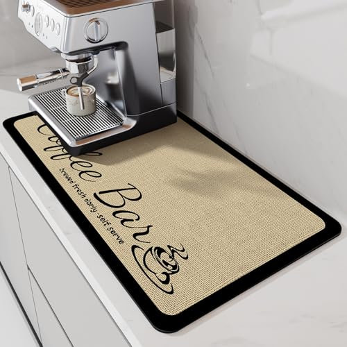 LIMNUO Coffee Super Absorbent Dish Drying Mat for Kitchen Counter, Matches with Coffee Maker, Machine, Pot (Mat) (50×30cm)