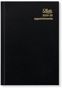 Letts of London Schülerkalender 2024/2025, DIN A6, ein Tag pro Seite, mit Terminplaner, Schwarz