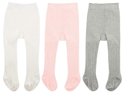 Century Star collants bébé fille collant enfant fille collant bebe fille 0-4 ans coton Rose Blanc Gris clair 1-2 ans