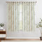 TOPICK Leinen Gardinen Floral Vorhänge mit verdeckten Schlaufen Lichtdurchlässig Bauernhaus Lang Gardinen Fensterschal für Wohnzimmer Schlafzimmer Fenster,2er Set 140 B x 145 H (cm),Grün auf Beige