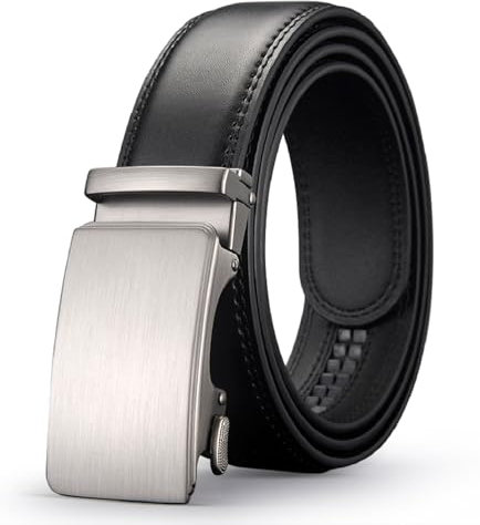 Acewin Ledergürtel Herren, Automatik Gürtel Herren, Arbeitsgürtel, Verstellbar, Breit 35mm (03-Basic Schwarz, 105 CM)