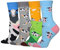 Cansok Femme Chaussettes en Coton Motif de Vache Bovins Laitiers Vache Laitière Bovine Animale cadeau Chaussettes Fantaisie Mi-mollets d’équipage Lot de 4 paires