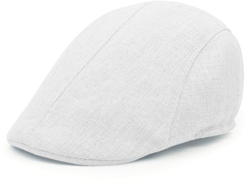 Lafefe Flat Cap Béret, Blanc, Taille Unique Homme