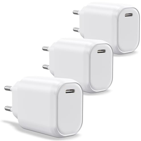 WAYTEX Pack de 3 Chargeurs Rapide 20W USB C, QC 3.0 + PD Puce IC Charge sécurisée et Protection Batterie, pour Smartphone, Tablette, Ordinateur Portable, iPhone, iPad, Samsung