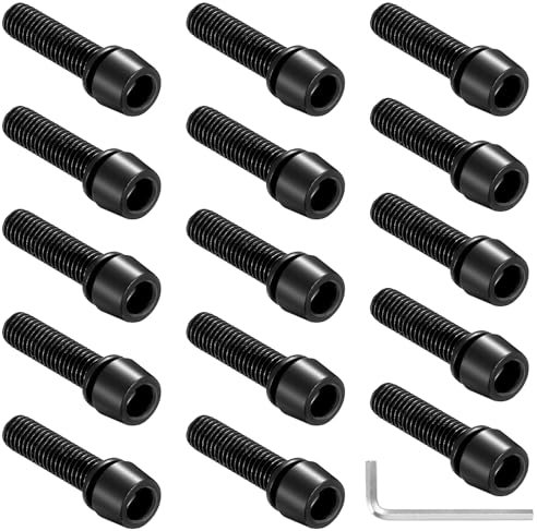 15 x Fahrrad Vorbau Schrauben, Fahrrad Schrauben Set, M5x20 mm Fahrrad Kegelschrauben, Fahrradschaftschrauben, Fahrrad Stamm Bolzen, Fahrrad Kegelkopf Schraube für Mountainbike MTB Rennrad, Schwarz