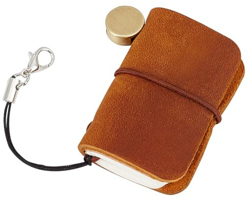 craspire Mini Notizbuch Aus Leder Gebunden Blanko Papier Handgefertigt Tragbar 1,7x1,9 Zoll Vintage Täglich 64 Seiten Kleiner Reise Nachfüll Notizblock Für Männer Und Frauen Schlüsselanhänger