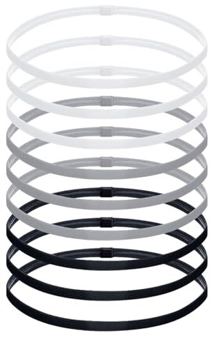 Chiluxendo 9 Pièces Bandeau Cheveux Sport Antidérapants, Élastique Cheveux Serre Tete Homme, Bandeaux Élastiques de Sport, Headband pour Jogging Football Faire Yoga Exercice Femmes, 3 Couleurs