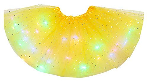 Tütü Damen Rockabilly Tutu Tüllrock Mit Lichterkette Karneval Glitzer Rock Ballett Tanzen Fancy Dress Halloween Kostüm Ballettrock