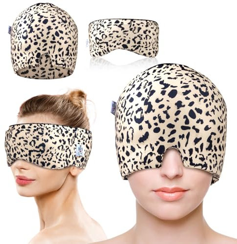 my novel things 2 Stück Migräne Maske und Augenmaske Kühlend, Migräne Kühlmaske, Migraine Relief Cap, Kopfschmerzen Kühlmaske, 360° Gel Surround Kühlpads zur Linderung von Migräne Kopfschmerzen, Druck