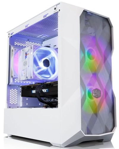 ADMI Gaming PC • Intel i7 12700KF • Nvidia RTX 4070 12GB GDDR6 • Corsair 32GB RAM 3200MHz DDR4 • 1TB M.2 SSD • B660 • 650W PSU • 600Mbps Wifi • White RGB Gaming PC Case • Windows 11