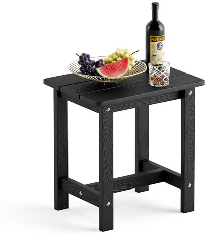 LUE BONA Beistelltisch Outdoor,GartenTisch Outdoor,Balkontisch Klein,HDPS Adirondack Beistelltisch,Wetterfest,für Garten Terrasse Outdoor,31 x 41 x 43 cm,Schwarz
