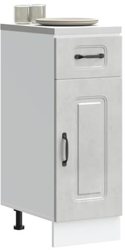 Homgoday Schubunterschrank Küchenunterschrank Küchenschrank Küchenmöbel Unterschrank mit verstellbaren Füßen Betongrau Holzwerkstoff 30 x 46 x 81.5 cm