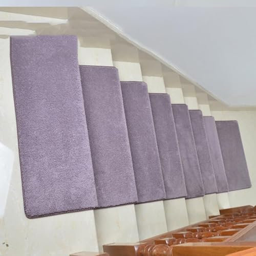 Odot Treppenstufen Matten,Exquisite Volltonfarben Stufenmatten,Treppenteppich, Gummimatte Außenbereich, Stufenmatten Innen, 100% Polyester TPE -Rücken für Kinder, Älteste (Lila,80 * 24cm)
