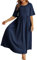 Générique Robe Femmes Coton Lin, Robe Mi Longue Femme Droite, A-Line À Col Rond Vintage Casual Robe Couleur Unie Tunique en Lin Robe Tendance Vacances Robe De Cocktail