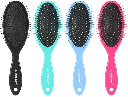 Aussumy 4 Pack Detangling Hair Brush - Air Cushion Detangler Hairbrush with Ultra Soft Bristles for Effortless Tangle Removal For Wet Dry Damaged Curly Fragile Hair for Women Men Boys Girls Adult Kids