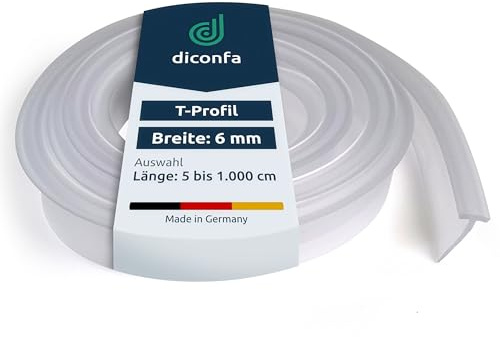 diconfa PVC Einschubdichtung 6mm breit - Dichtbereich 14mm - 82,5cm lang | LÄNGE: 5cm bis 10m - T-Profil Duschtür Falttür faltbar Seitenwand Badewanne Faltwand mit Kanal - Nut zum einschieben
