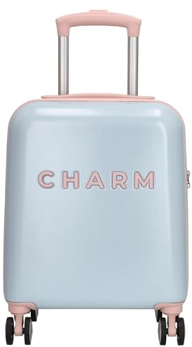 Charm London - Untersitzkoffer Handgepäck Koffer mit Rollen - Babyblau | Kompakter Kabinenkoffer für Kurztrips, 4 leichtgängige Rollen TSA-Schloss Ausziehbarer Griff 2 Innenfächer