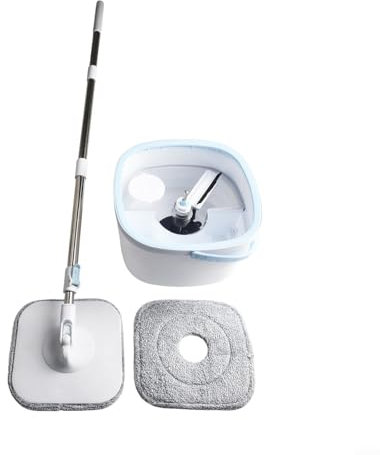 Juego compacto de fregona giratoria y cubo para tareas diarias de limpieza del hogar