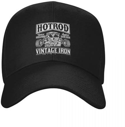 ECUXSRHN Baseball Cap Hotrod Vintage Iron Rugby Black
