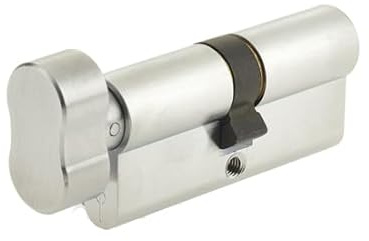 Kooples Hardware Euro Profile Cylinders & Turns – Keyed Alike Door Lock with Thumbturn – Secure Brass Euro Cylinder for Internal & External Use (Satin Chrome, 70mm)