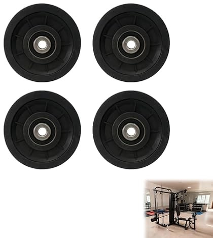 4 Piezas de Poleas de Nylon de 90 mm con Rodamiento, Polea Cultural, Rueda de Polea Rodante, Rueda para Equipos de Fitness, Ruedas universales para Equipos de Fitness y Garajes