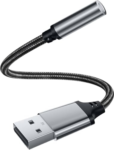 USB to 3.5mm Jack Audio Adapter, External Sound Card with Built-in DAC Chip