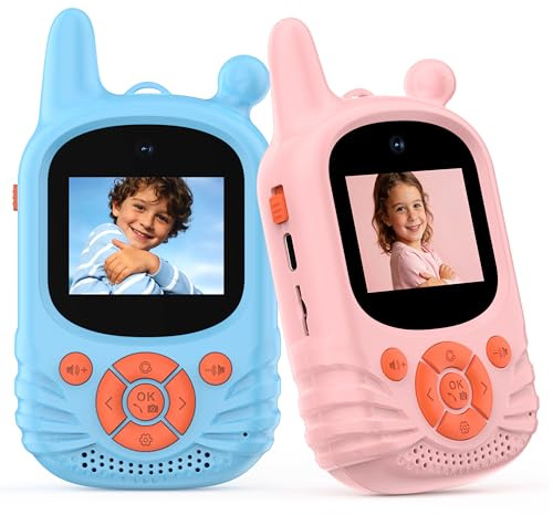Walkie-Talkies de video para niños, cámara Dual HD, 2 piezas, juguete recargable, walkie talkies, recargable, alcance de 300 m, walkie talkie para niños de 3 a 12 años, regalos para