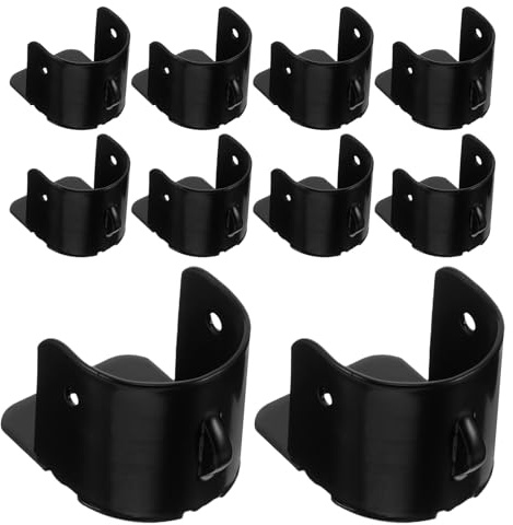 ANDRESLAD Lot de 10 Supports de Tringles à Rideaux en Fer Noir, Fixation Plafond et Mural, Compatibles Barres Penderie, Installation Facile pour Chambre, Salle de Bain et Dressing,
