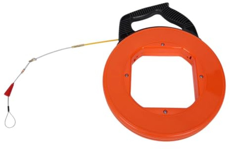 30m Fish Tape Cable Puller Ø 4mm – Electric Cable Rod Wire Pulling Tool with Spring Head & Ergonomic Handle – Flexible Fibreglass Wire Threader Reel for Conduit, Wall, Ceiling & Cables Installation