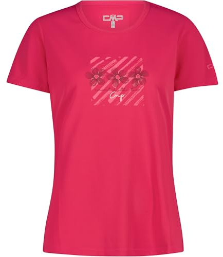 CMP Damen T-Shirt aus Piqué mit Dry Function atmungsaktiv, schnelltrocknend & mit Sonnenschutz. Sportlich mit Outdoor-Print. Gr. 50 = 4XL