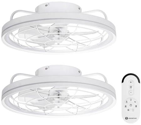 Aigostar Ventilatore da Soffitto con Luce e Telecomando, Confezione da 2