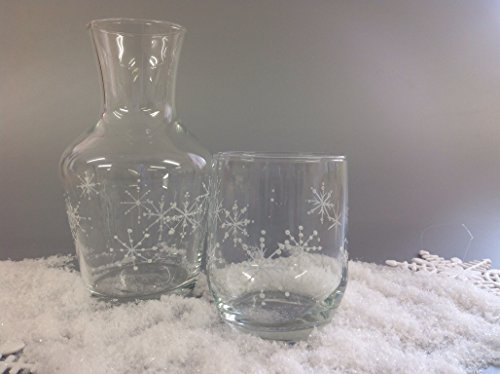 Hand Painted Snowflake Design Carafe Set