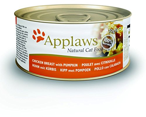 Applaws Dosenfutter für Katzen, Hähnchenbrust und Kürbis, 24 x 70 g, 1680 g