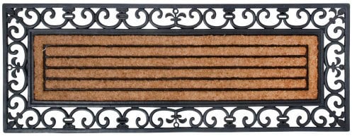 Esschert Design Schmutzfangmatte, Fußmatte in schwarz aus Gummi, mit Kokos-Einlage, rechteckig, extra breit, ca. 120 cm x 45 cm