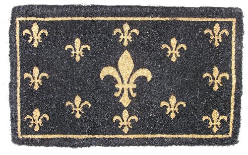 Fußmatte Kokosmatte Fußabtreter Türmatte Französiche Lilie Kokos schwarz Art Deco