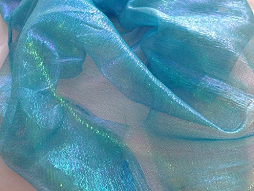 MULTICOLOR Effekt Organza Stoff türkis blau GLITZER OPTIK Meterware