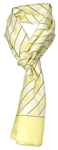 TigerTie Satin Schal in gelb weissgrau schwarz gestreift - 100% Seide - Gr. 27 x 140 cm