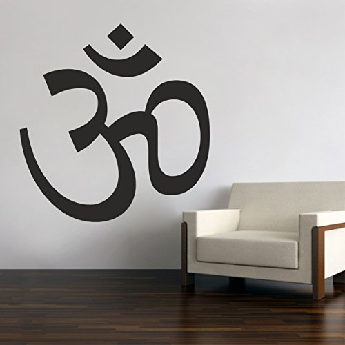 Om Symbol AUM Indien Inde Wandtattoo Wandaufkleber Wandsticker Wohnzimmer Kinderzimmer Auto Laptop Aufkleber Sticker (40 cm, Schwarz)