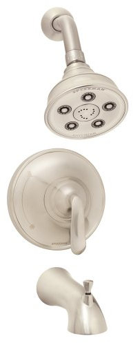 Speakman SM-7030-P-BN Caspian Anystream Shower Head with Diverter Tub Spout and Pressure Balance Valve Shower Combo, Brushed Nickel