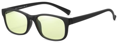 DUCO Full Rim Ergonomic Advanced Computer Gaming Glasses with Amber Lens Tint 8016 Matte Black