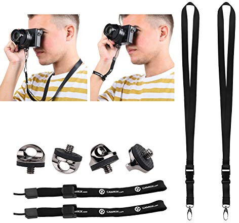 Set mit 4 Kamera Quick-Install Stativ-Schrauben, 2 Halsbändern und 2 Armbändern - Für eine schnelle Verbindung zu Ihrer Kamera - einstellbare Armbänder