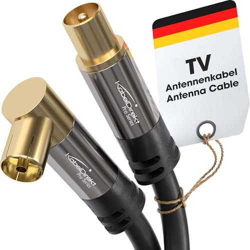 KabelDirekt Cavo antenna 4K, cavo TV 90°/diritto, cavo per TV con connettore in metallo per TV digitale e analogica – 2 m presa ad angolo su connettore diritto per DVB-C/DVB-T/DVB-S