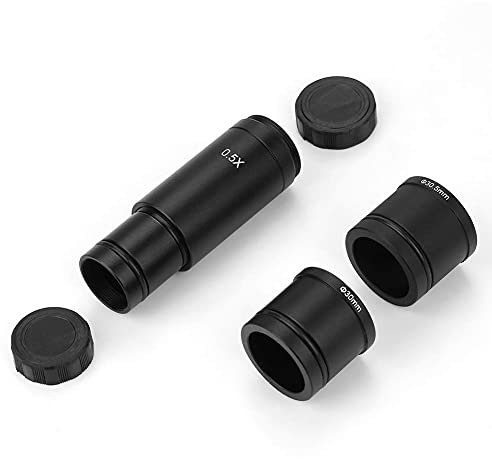 Adattatore per Microscopio 0,5×, Adattatore per Obiettivo con C-mount a Interfaccia di 23,2 mm, 30 mm e 30,5 mm Porte per Telecamera CCD e Oculare Digitale