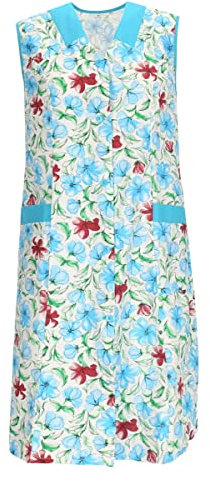 Damenkittel Baumwolle Hauskleid ohne Arm Kittel Schürze bunt, Größe:54, Modell:Modell 3