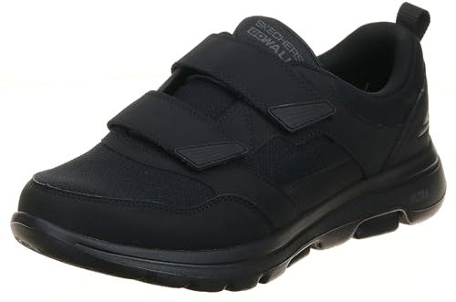 Skechers Herren Gowalk – Athletische Klett-Wanderschuhe | Zwei-Riemen Luftgekühlter Schaumstoff Sneaker, Black 555, 43 EU X-Weit