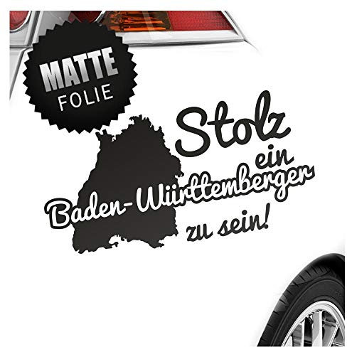 Kiwistar - Autoaufkleber - Baden-Württemberger Stolz - Mattschwarz - 24x12cm - Aufkleber Auto, Laptop, Fahrrad, LKW, Motorrad mehrfarbig JDM Decal Racing